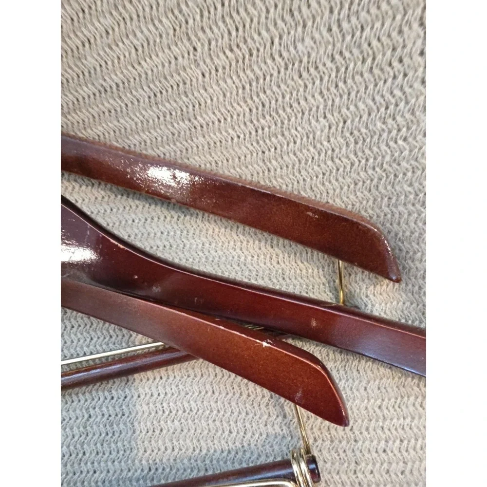 VTG Nordstrom Classy Wood Hangers Lot Of 3 Suit & Pant Hangers Old Money